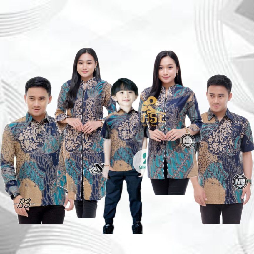 Batik couple modern - Atasan batik - Batik couple wanita - Seragam Batik cap toska - batik ayah dan anak