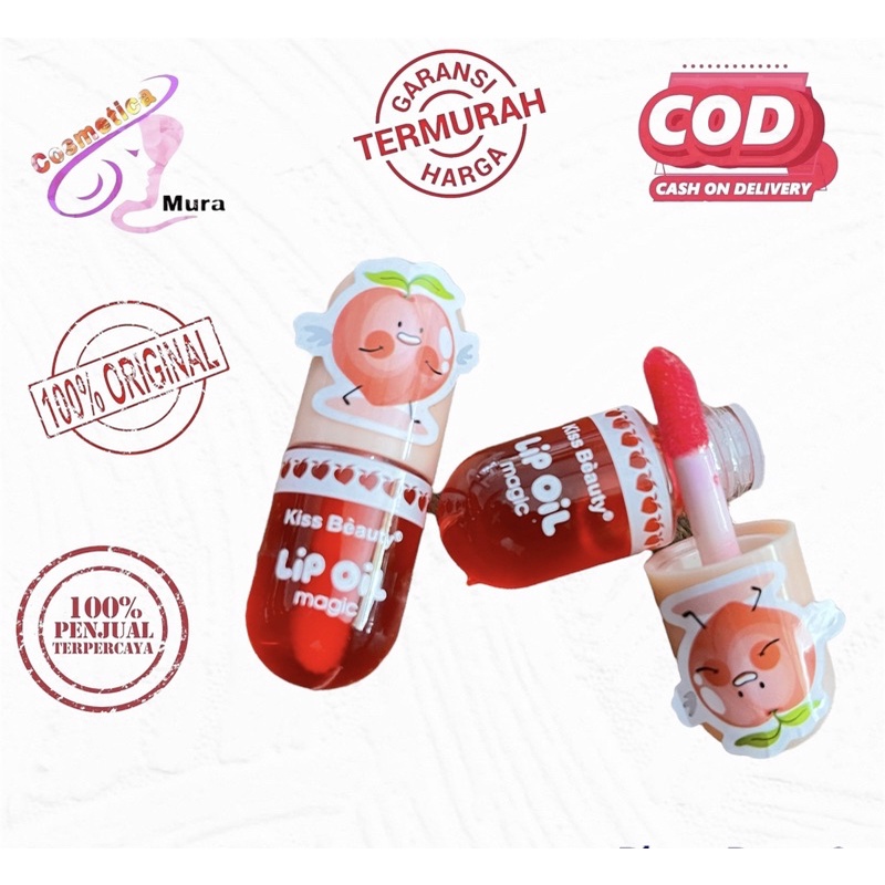 kiss beauty lip Oil mantap - lip oil kiss beauty glossy merah