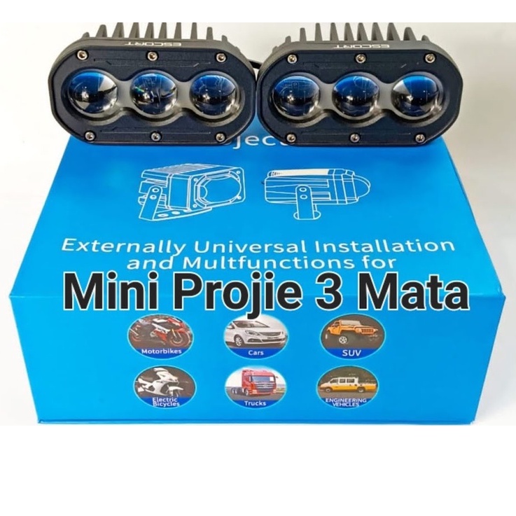 Mini Projie Lampu 3 Mata Merk ESCORT