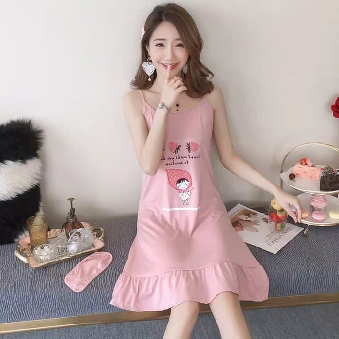 READY [Daster Strawberry Girl Pink BC]Daster wanita rayon Pink