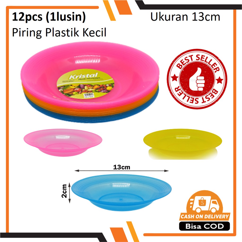 Piring Kecil Plastik Kecil Murah (isi 1 lusin/12pcs) / Piring Saji Plastik diameter 13cm