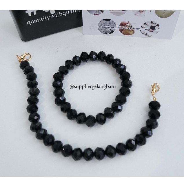 KONEKTOR masker hijab dan gelang KRISTAL CEKO BLACK ONYX strap mask