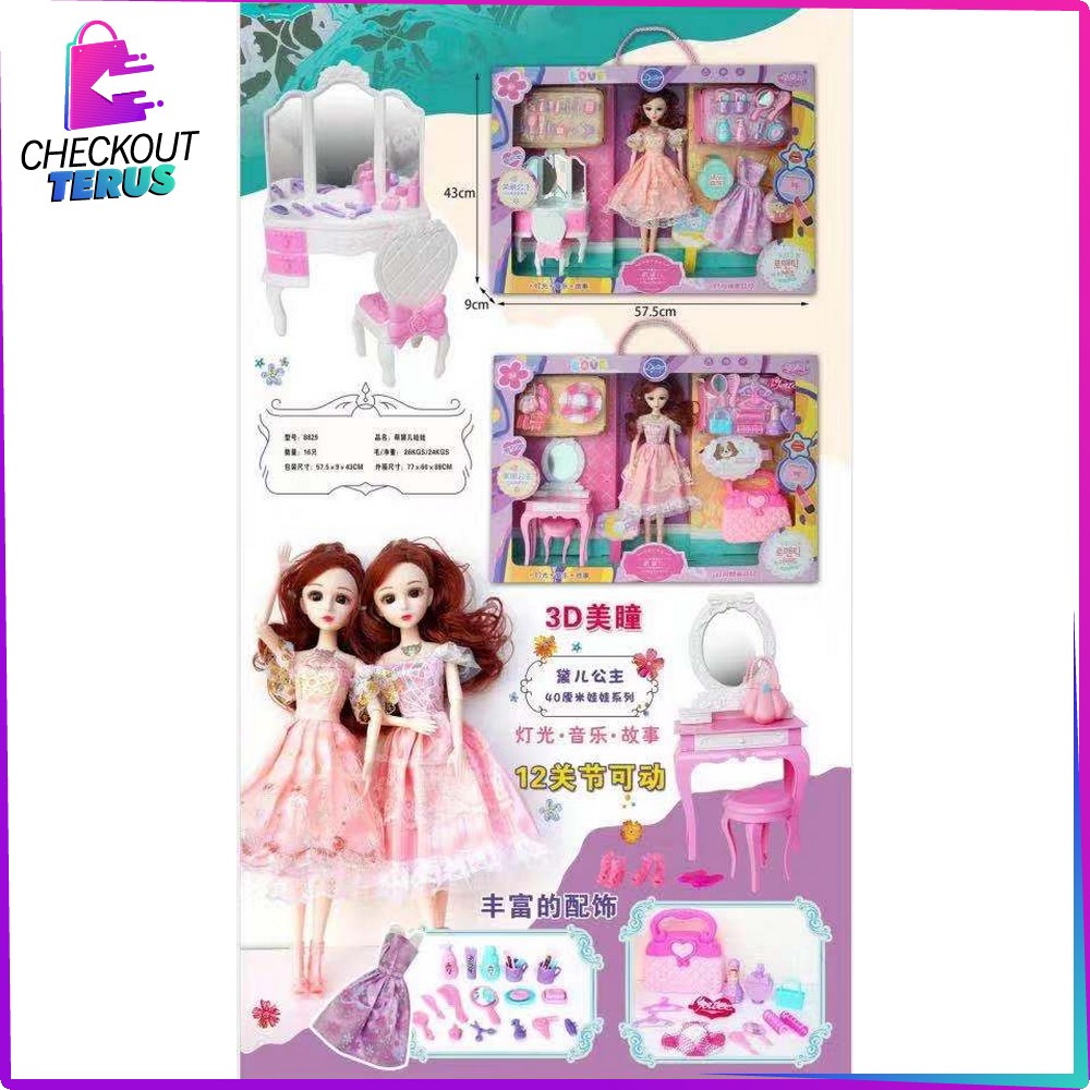 CT M164 Mainan Boneka Princess Set Meja Kaca Rias Anak Putri Anak Boneka Anak Perempuan Mainan Makeup