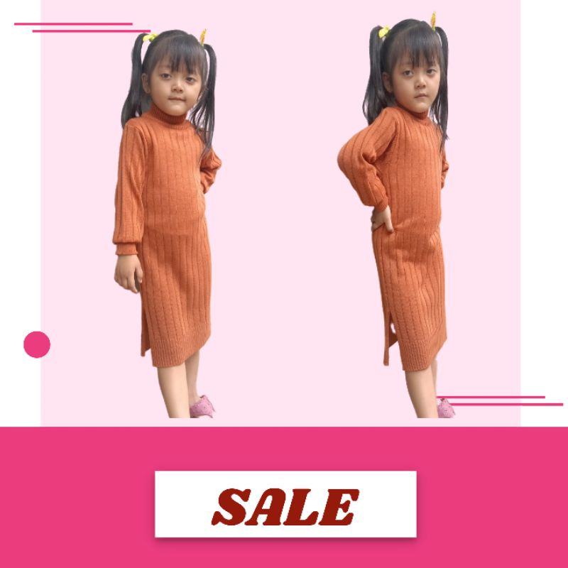 Swaeter rajut long dress anak / grosir