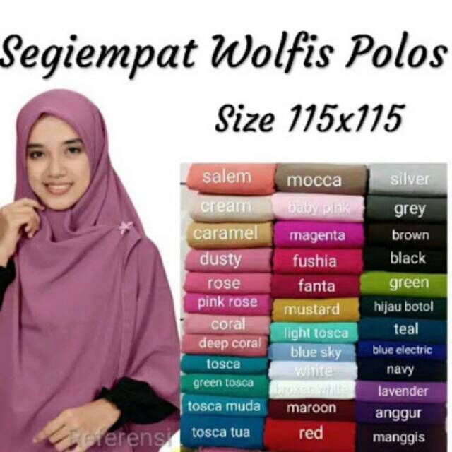 Kerudung segi4 wolfis 115x115cm
