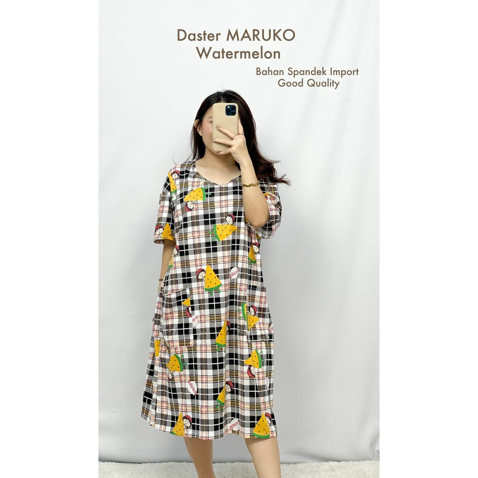 HOPYLOVY - Daster Midi Baju Tidur Kekinian Bahan Spandek Import Maruko