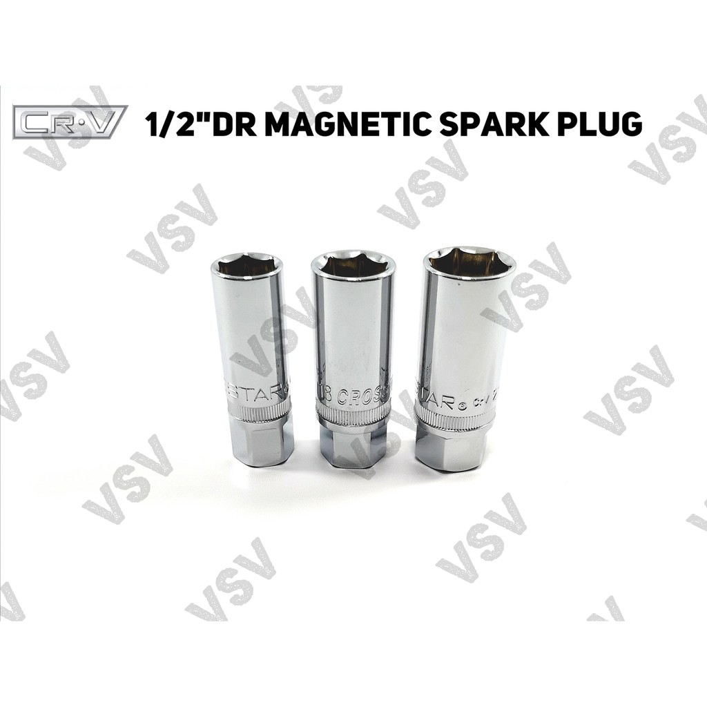 Gestar 1/2&quot;Dr Magnetic Spark Plug set 16mm 18mm 21mm Kunci Shock Busi Magnet