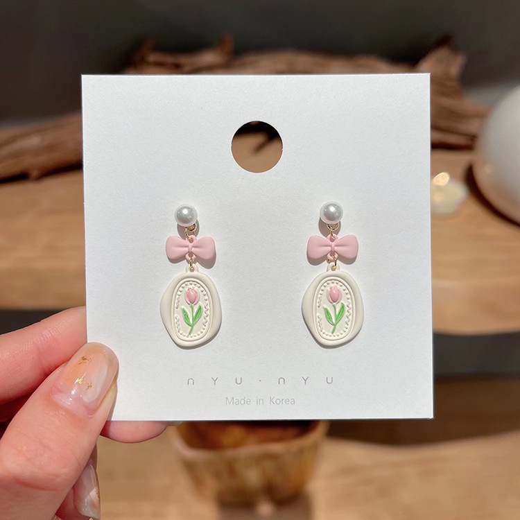 Anting Mutiara Warna Pastel Pink Gaya Vintage Untuk Wanita