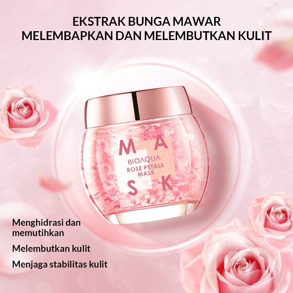 BPOM BIOAQUA Rose Petals Mask 120g / Masker Wajah Bio aqua / BS