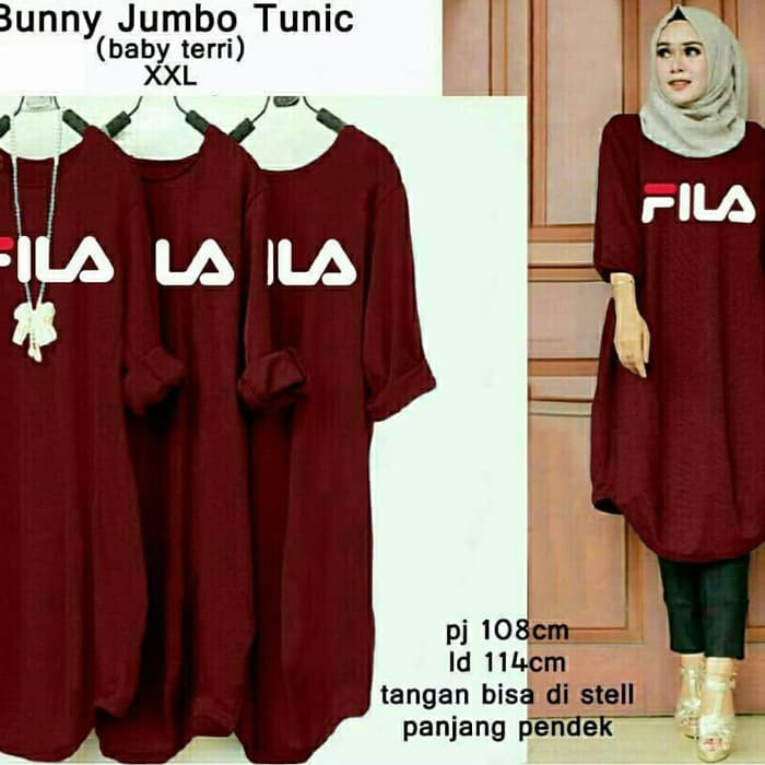 Diskon Baju Tunik Muslim Tunix Wanita Tunic Muslimah Terbaru LY670 Bunny - Maroon