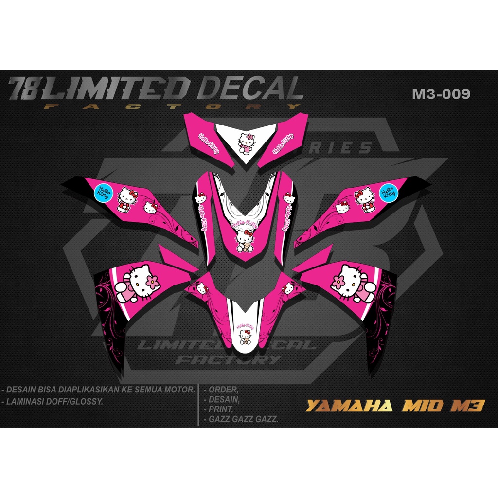 Yamaha Decal Stiker Mio M3 Full Body Sticker Motor Mio 125 Z Desain Hello Kitty