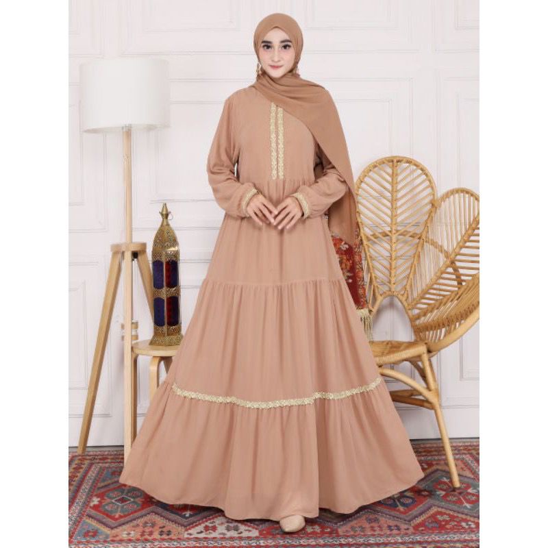 (DBY) GAMIS BESTARI RENDA MAXI DRESS BUSUI WANITA RAYON