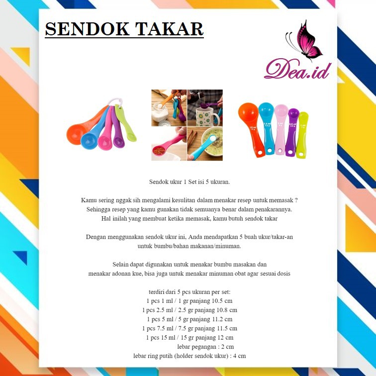 [DEASTORE] SENDOK TAKAR MULTIFUNGSI SENDOK UKUR 1 SET ISI 5 UKURAN