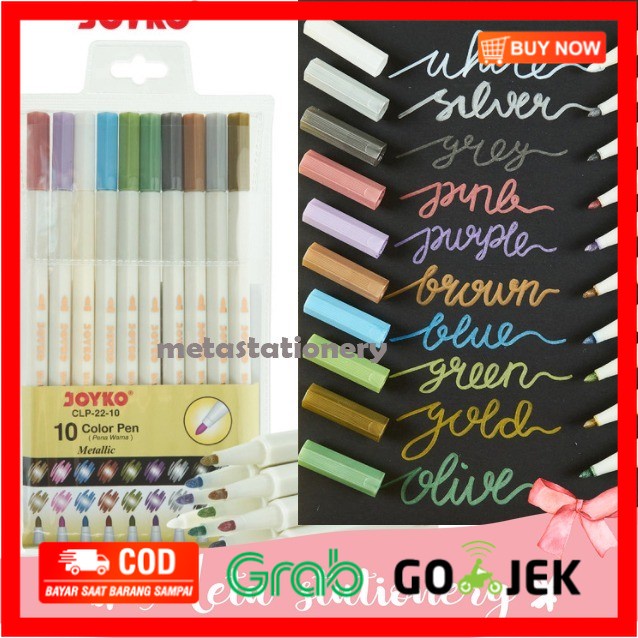 

(BISA COD) Metalic Brush Pen CLP-22-10 Joyko 10 Warna