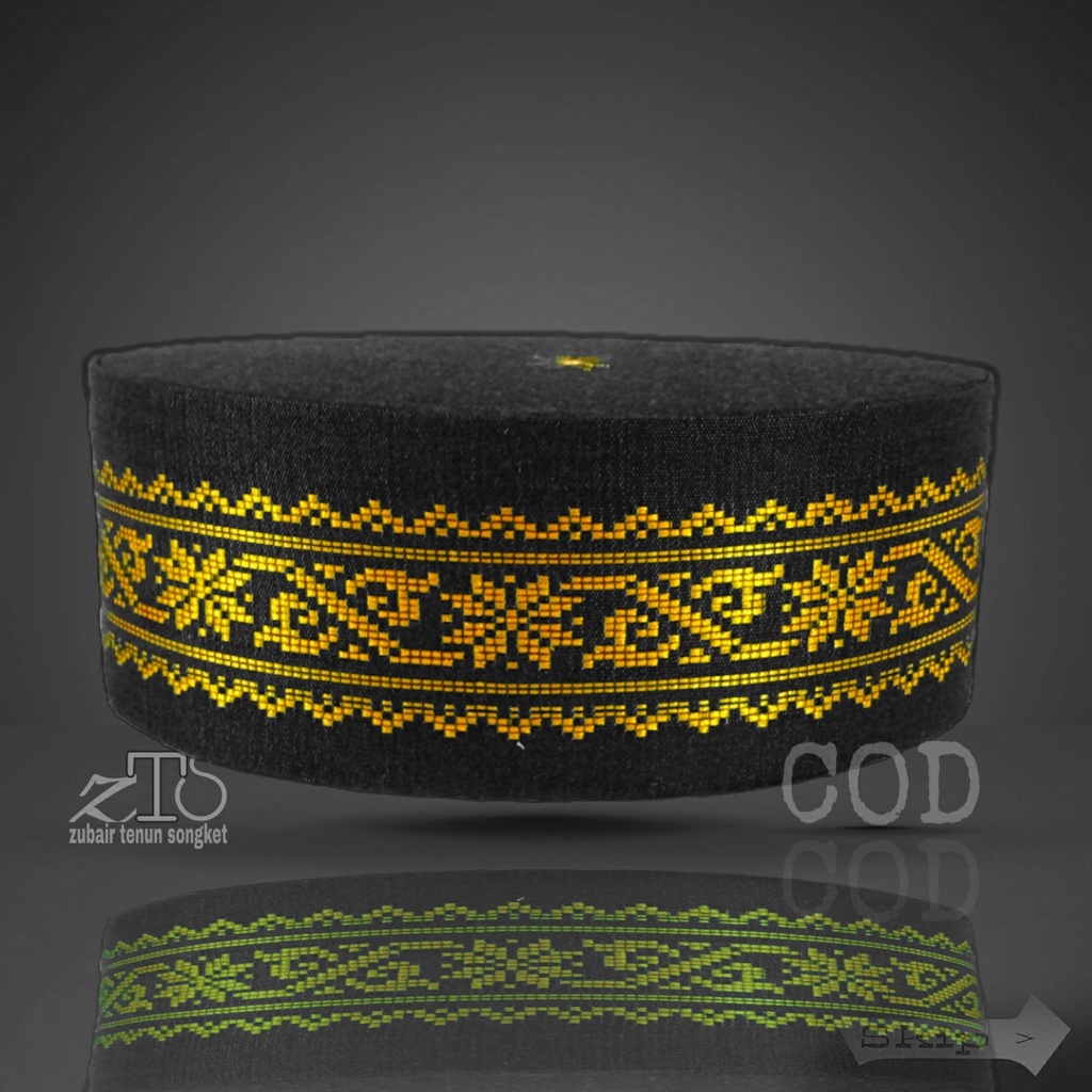 PECI SONGKOK MOTIF HITAM EMAS KOPYAH SONGKOK PECI SONGKET KOPYAH SONGKET SONGKOK SONGKET