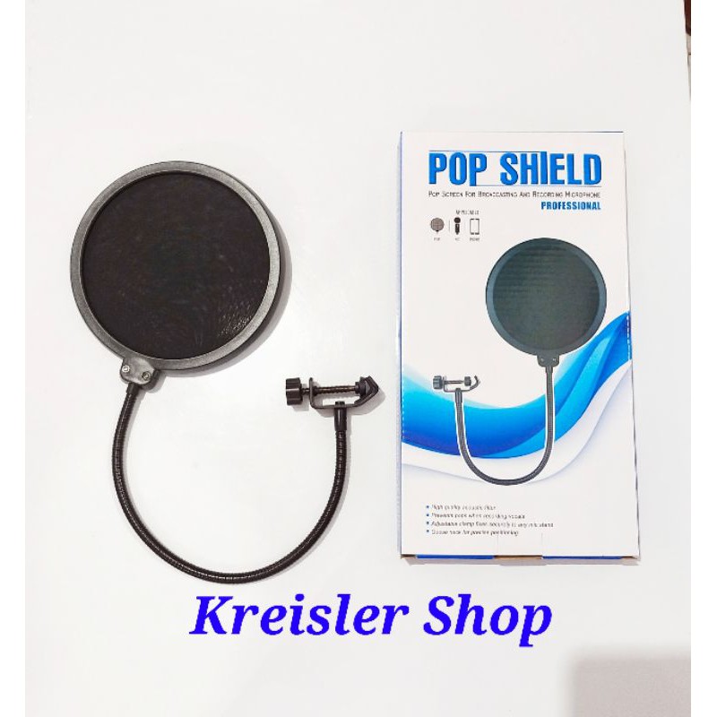 Pop filter mikrofon dual layer / windsreen mic / filter suara