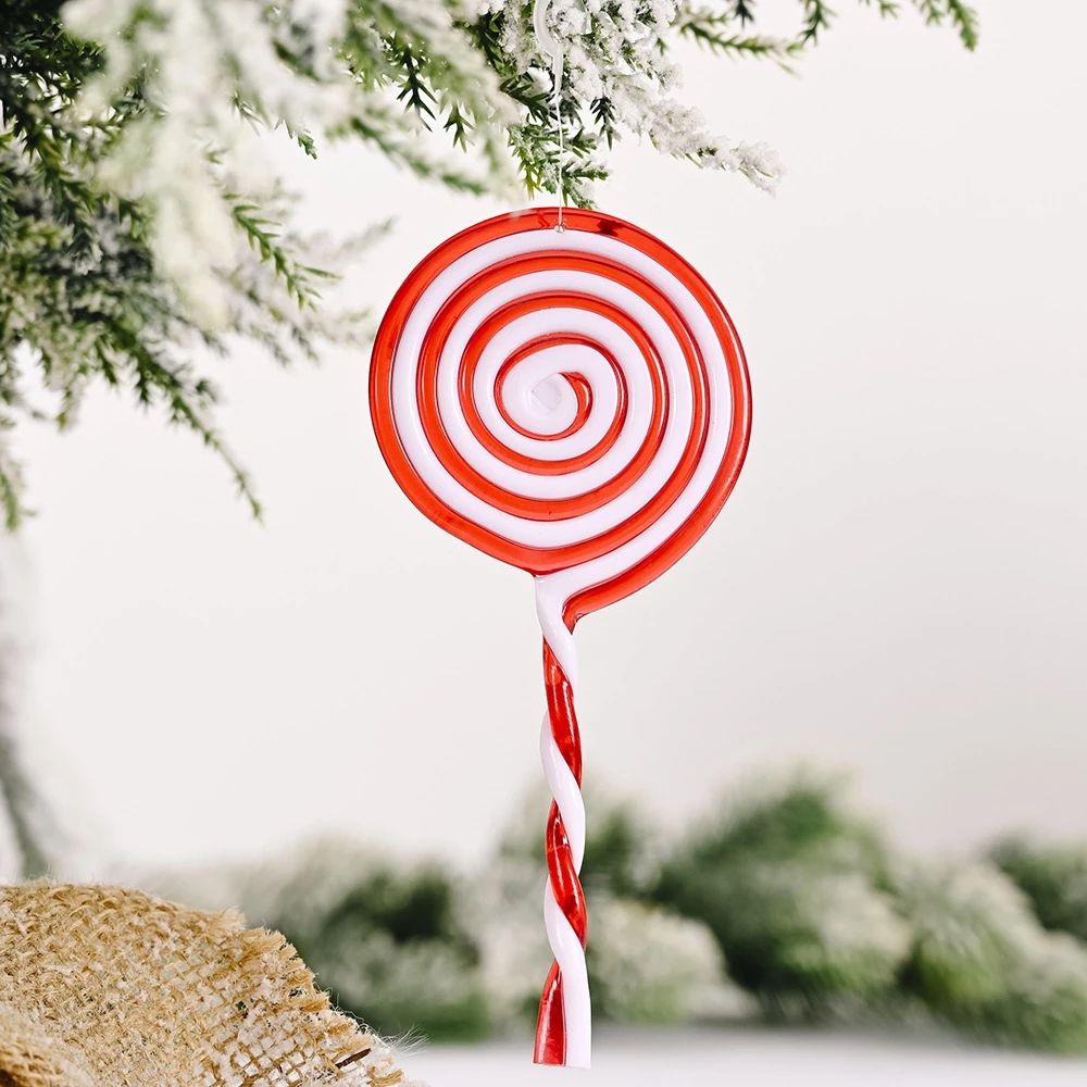 3D Christmas Plastic Candy 3D Red White Lollipop Pendant/Christmas Tree Hanging Decoration Xmas Party Accessories