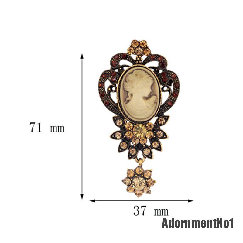 (Adornmentno1) 1pc Bros / Pin Gaya Victoria Motif Cameo Aksen Kristal Untuk Aksesoris Wanita / Pesta Pernikahan