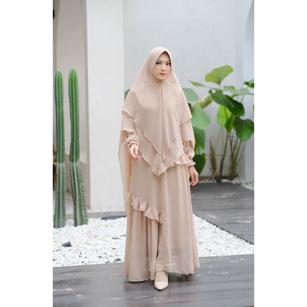 Gamis ceruty babydoll ayudia ori bermerks model terbaru rempel layer original set hijab syari ayudia putih polos haji umrah umroh ihram kain