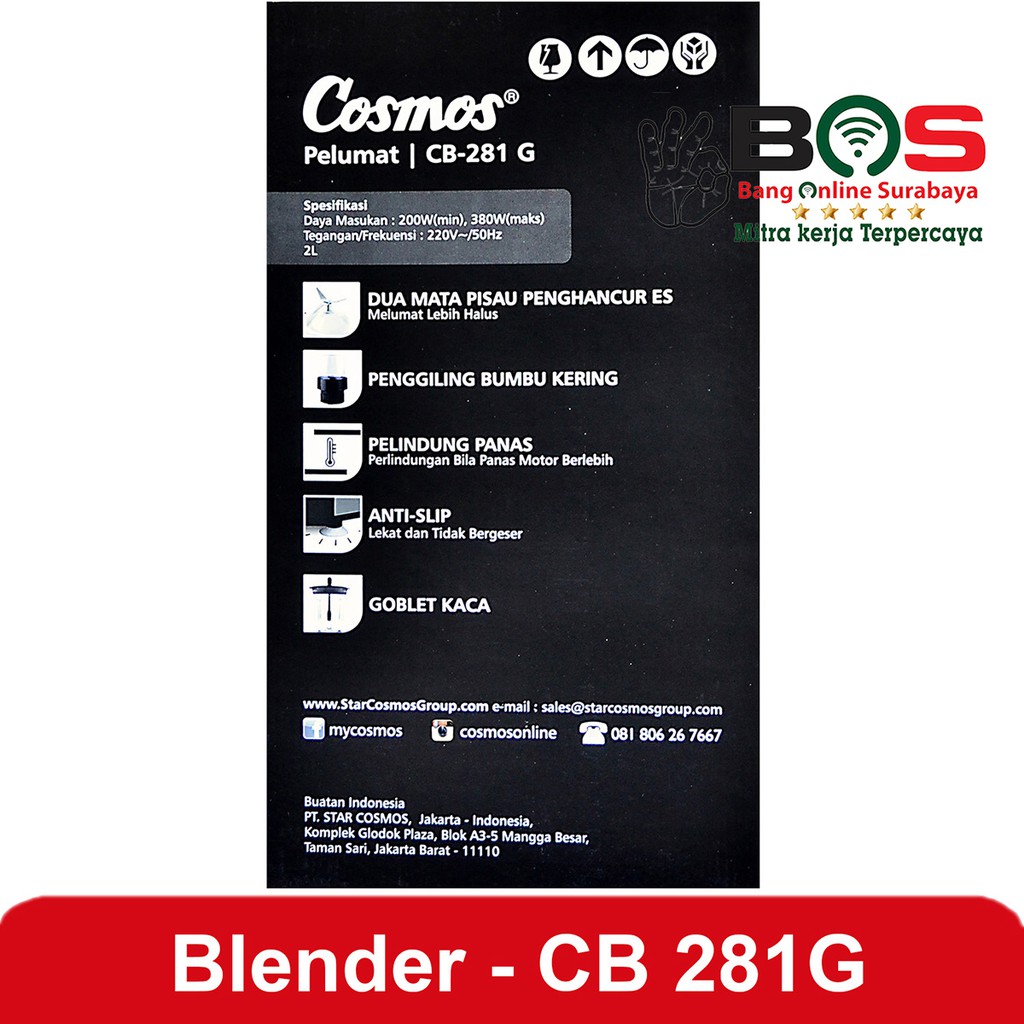 Blender Kaca Cosmos 2 in 1 CB-281G CB 281G CBC281G