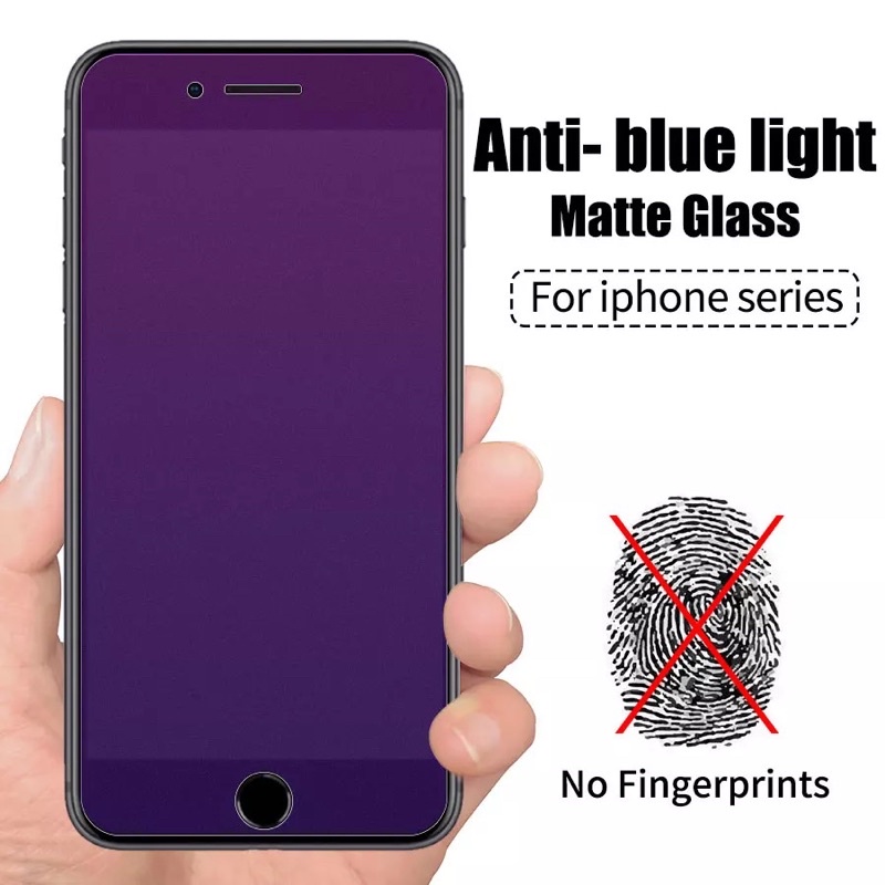 iPhone SE 2 6 6G 6S 6S+ PLUS 7 7+ PLUS 8 8+ PLUS TEMPERED GLASS FULL AG ANTI MINYAK FINGERPRINT BLUE MATTE RAY LIGHT