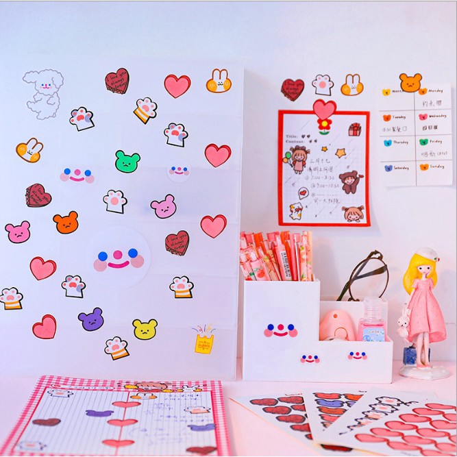 FYGALERYSURABAYA HL0127 Stiker Diary Aesthetic Motif Karakter Sticker Planner Jurnal DIY