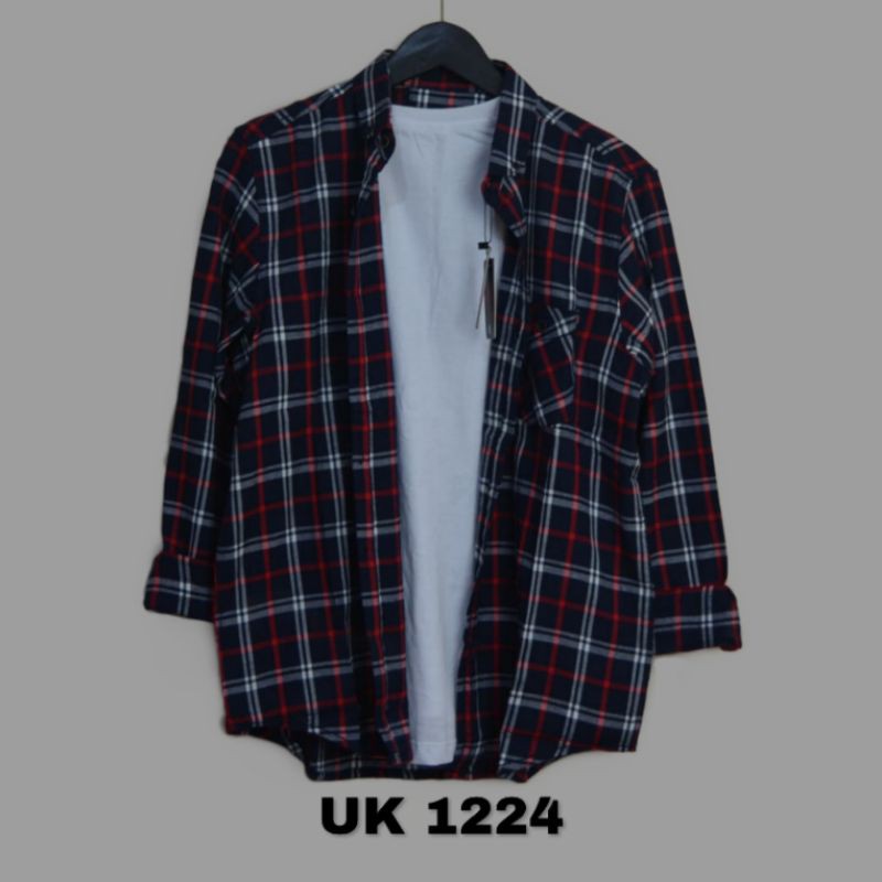KEMEJA FLANEL PRIA HITAM GARIS MERAH DAN PUTIH PREMIUM BEST SELLER