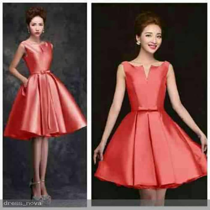 Dress nova redFashion Wanita murah Dress perempuan murah Midi Dress cewek murah