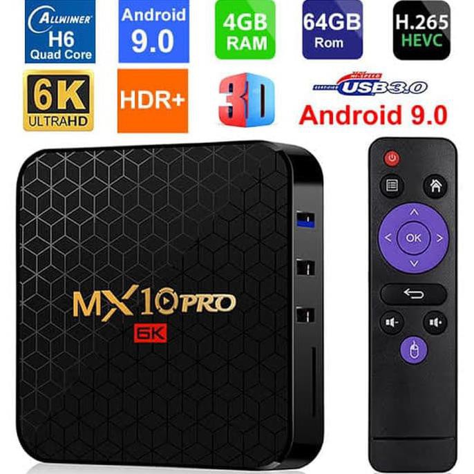 ((BISA COD)) MX10 Pro 4GB/ 64GB Android TV Box Allwinner H6 Android 9.0 6K 4K SMART TV BOX Full Apps