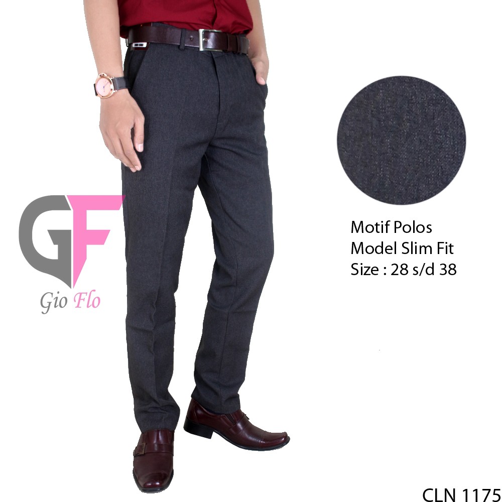 GIOFLO Celana Jas Pria Formal Slim Fit Polos Terbaru Dark Grey / CLN 1175