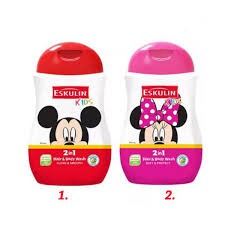 Eskulin Kids 2in1 Hair Body Wash Mickey Minnie 280 ml Botol 280ml Sampo Anak