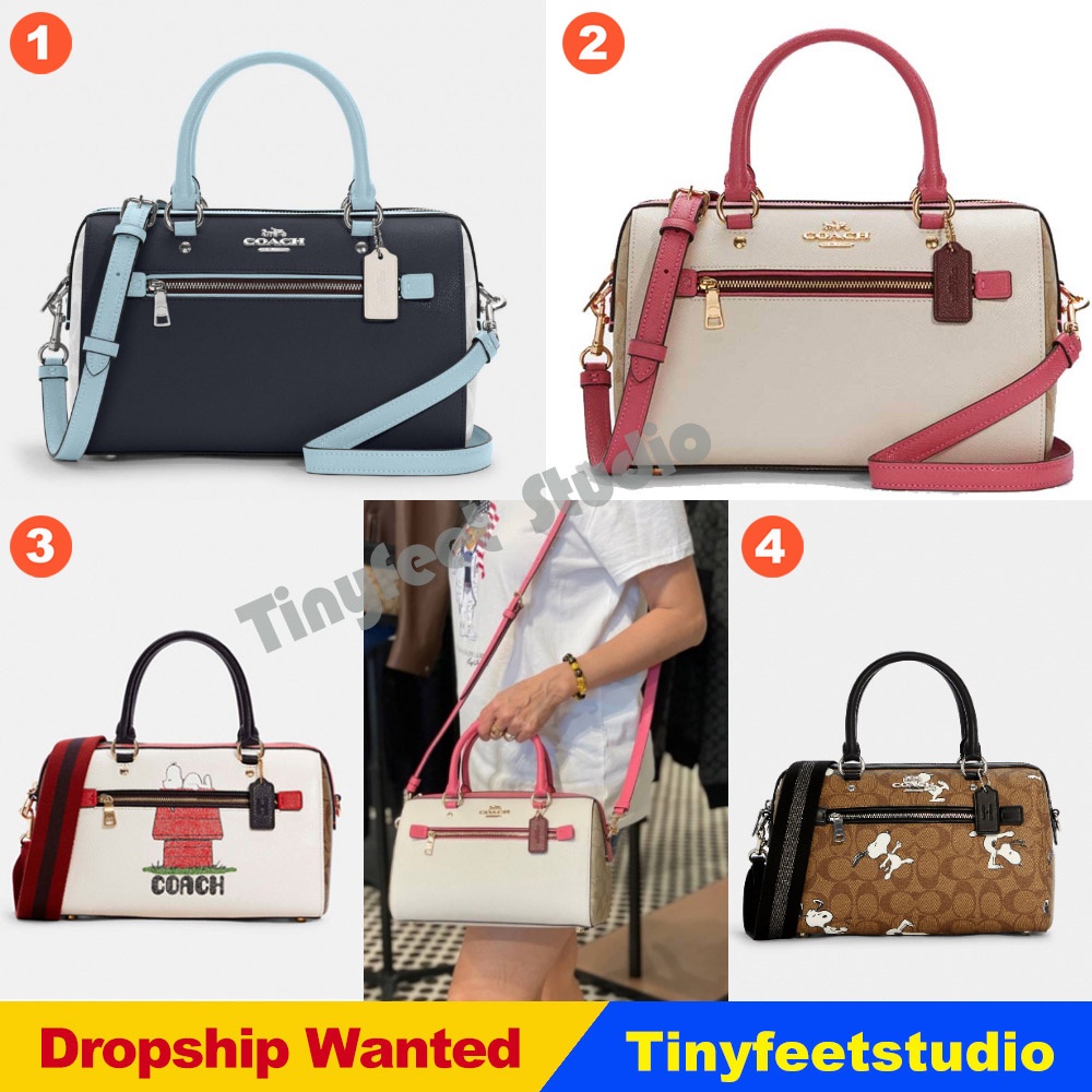 Coach C4081 6164 C4118 Peanuts Rowan Satchel With Snoopy Women Handbag Crossbody Sling Pillow Boston