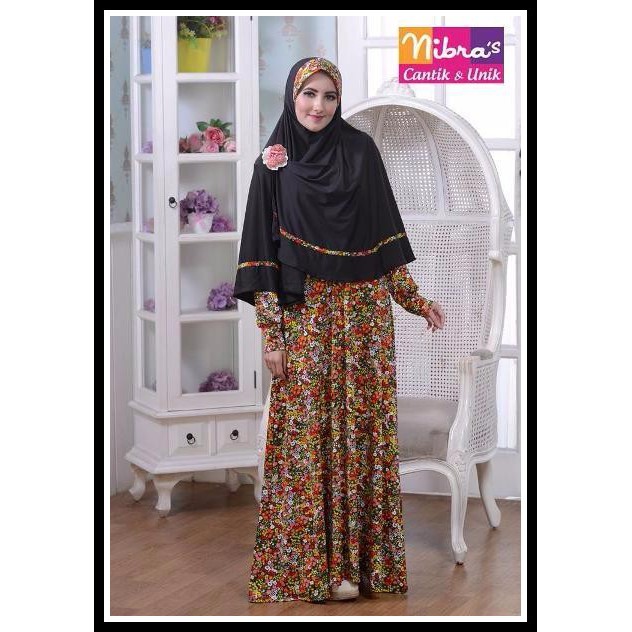 Gamis Wanita Nibras NS 10 Hitam Baju Wanita Terbaru Model Baju Gamis Modern