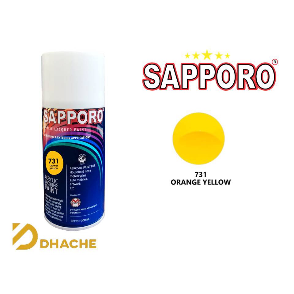 Sapporo Paint Orange Yellow 731/ Kuning/ cat semprot/ pylox/ pylok/ pilok