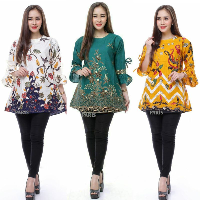 GROSIR TERLARIS BLOUSE BATIK MODERN KERAH SHANGHAI / BLOUSE UNGGUL JAYA