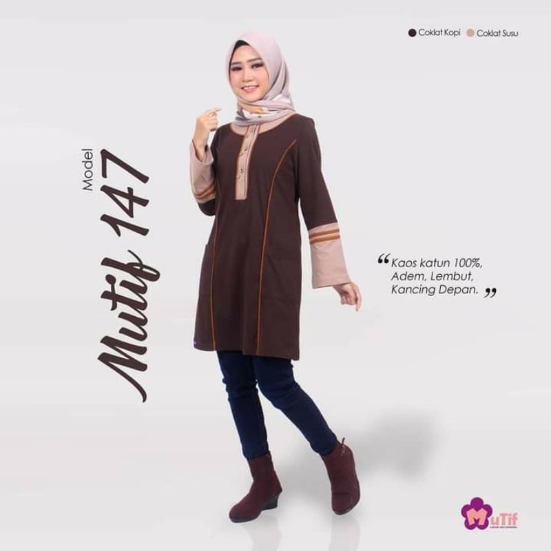 MUTIF TUNIK KAOS 147 COKLAT KOPI SUSU