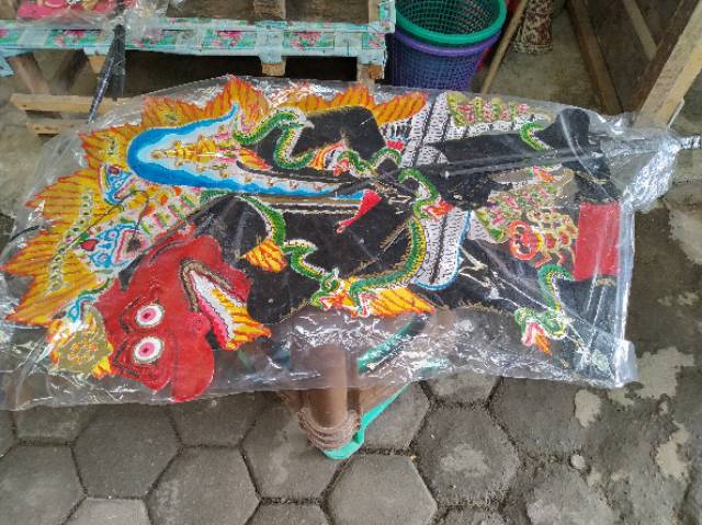 (BISA COD) KERAJINAN WAYANG KULIT BUTO JAJAL LANAT MUSUH KRESNA UKURAN JUMBO 50x40 cm WAYANG RAKSASA