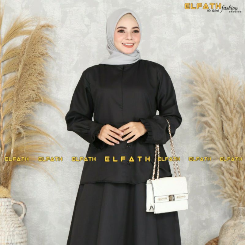 gamis toyobo hitam polos cantik terbaru terlaris/gamis seragam hitam/gamis elfath