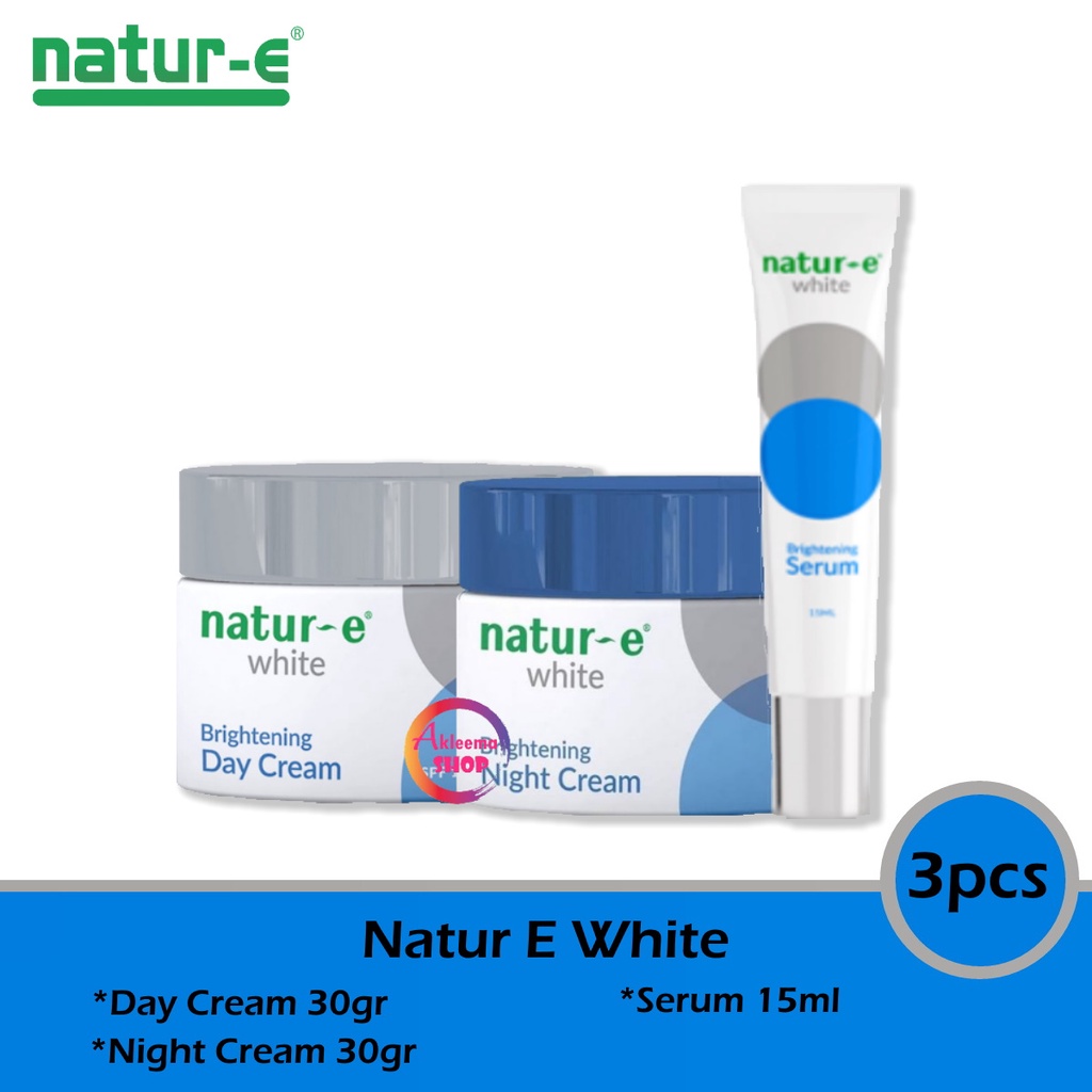 Paket Natur-E White Brightening (Day Cream 30gr+Night Cream 30gr+Serum 15ml) 3pcs