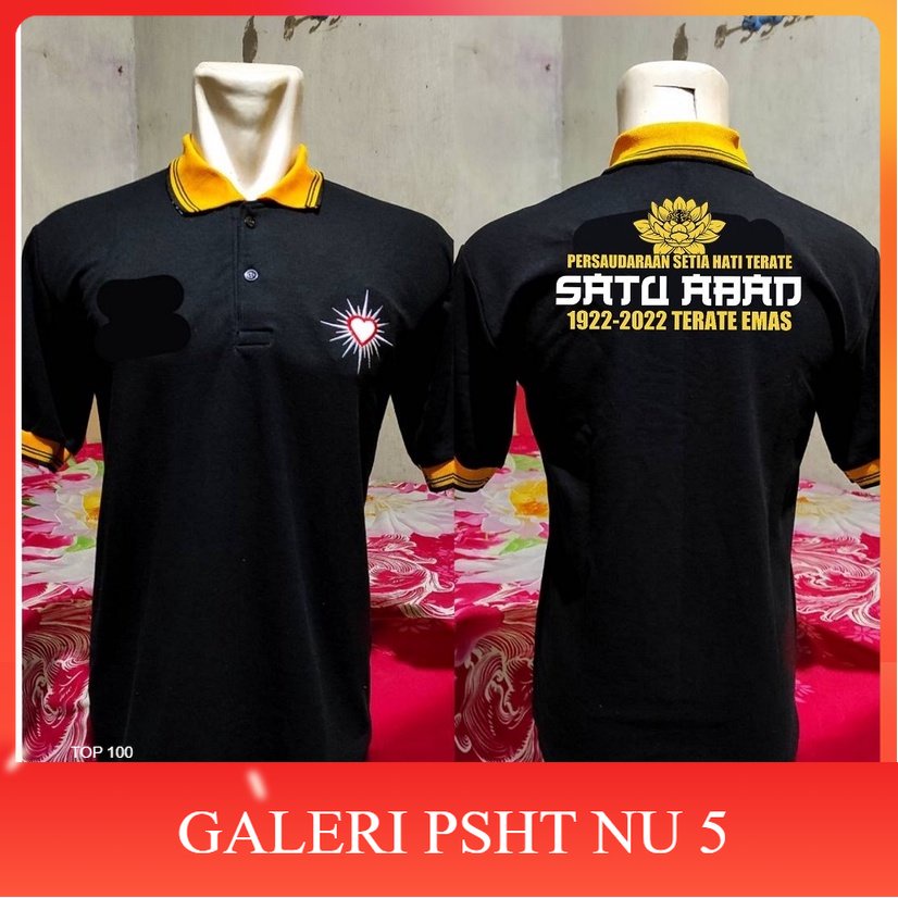 Atribut PSHT- KAOS PSHT 1 SATU ABAD TERATE EMAS KRAH POLO BORDIR SIMPEL MURAH DISTRO TERBARU PSHT
