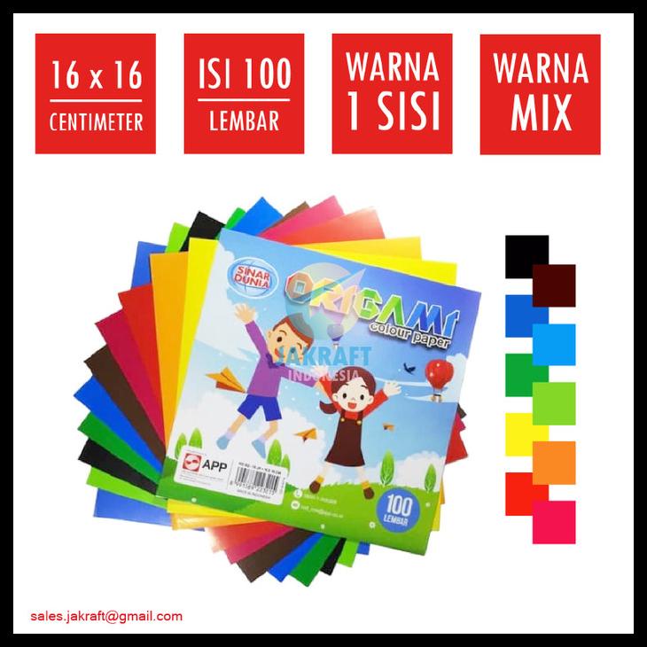 

Kertas Origami Sidu 16 X 16 Cm Isi 100 Mix 10 Warna 1 Sisi Sinar Dunia Kode 1479