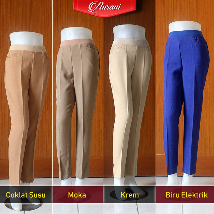 Celana Bahan Wanita Size XXL | Celana Wanita Pinggang Karet  | Celana Kerja Syakira Karet