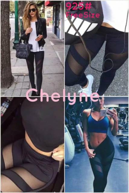 Celana Olahraga Wanita 925 Allsize Tile Transparan/ Legging Panjang Sport Gym Fitness Import Premium