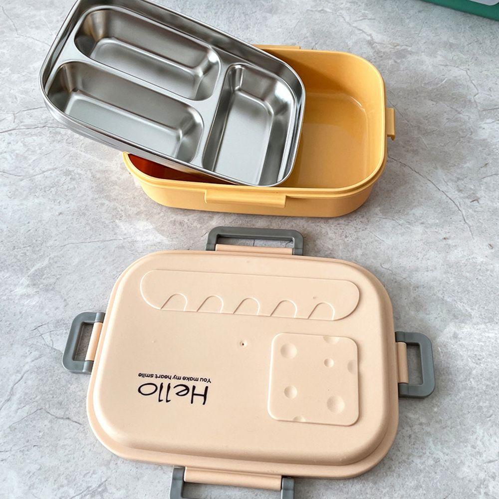 SOLIGHTER Office Lunch Box Candy Color Tableware Box Storage Boxes Portable Stainless Steel Bento Case 2/3 Compartments Food Container/Multicolor