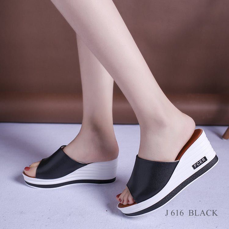 SANDAL SLIDE WEDGES SHOES FASHION BELVA 616