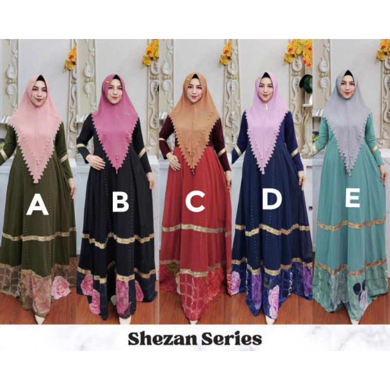 Shezan Series Printing by Erce Premium Terbaru Gamis Syari Muslim Ceruty Babydoll Digital Printing M