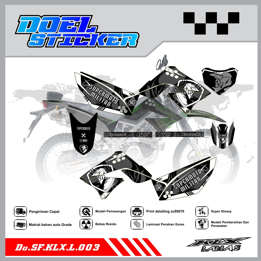 Sticker Striping Honda KLX L , S Lama List Variasi Hologram , Crome Doel 003