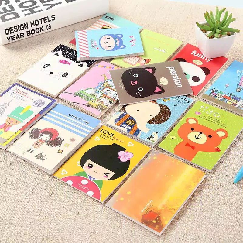 BUKU TULIS MINI CARTOON NOTE BOOK KARTUN CATATAN LUCU ANAK SEKOLAH IMPOR