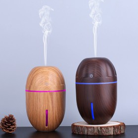 Taffware Ultrasonic Humidifier Aroma Essential Oil Diffuser Wood Design 300ml - J-010 - Dark Brown