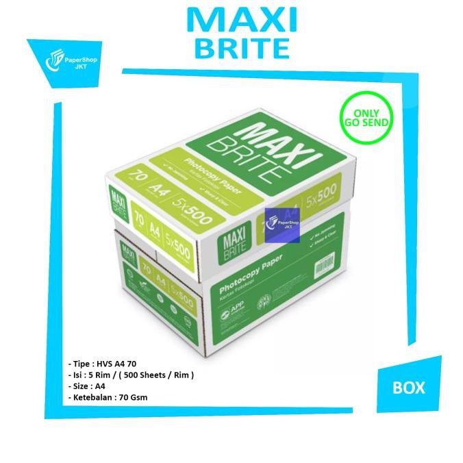 

Khusus Gosend!! Maxi Brite 70G A4 Kertas Fotokopi/Kertas Print Perbox